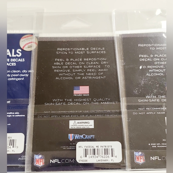 NWT SET OF 3 FACE DECALS: REDSOX & PATRIOTS FANGEAR! - Picture 5 of 12